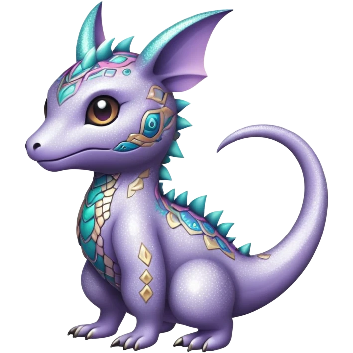 Dark-pastel greyish Randomly-colored sparkly exotic Fakémon-creature with random patterns emoji