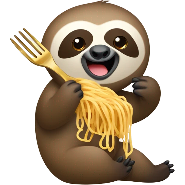 Sloth eating pasta emoji