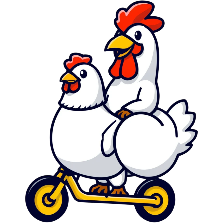 funny person riding a giant chicken like a jockey, internet meme, comical, human jockey on chicken emoji
