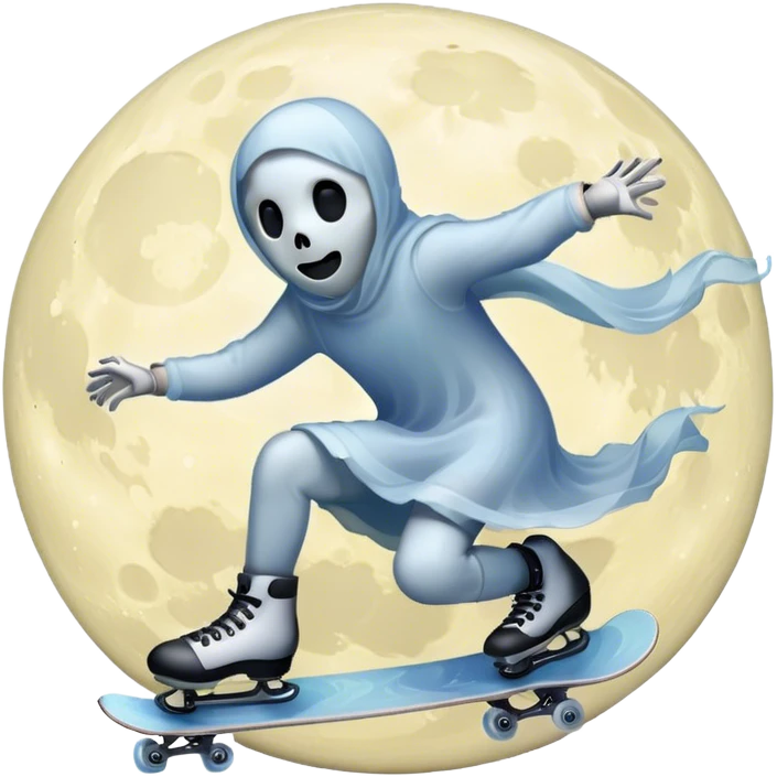 ghost skating under a moon and stats emoji