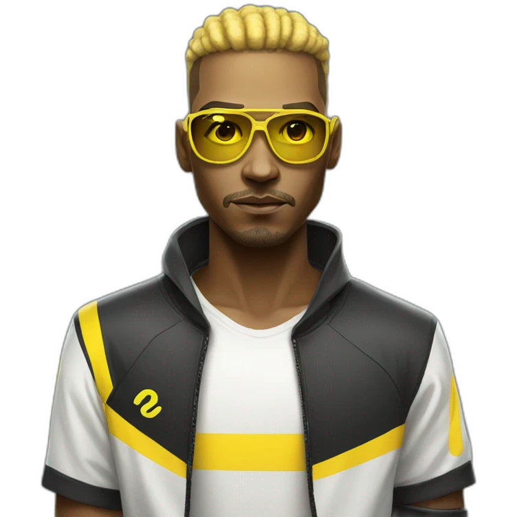 cyberpunk yellow tone dude in tennis uniform emoji