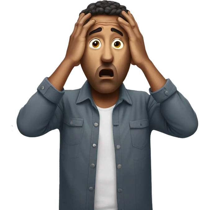 Shocked man holding his head with hands emoji