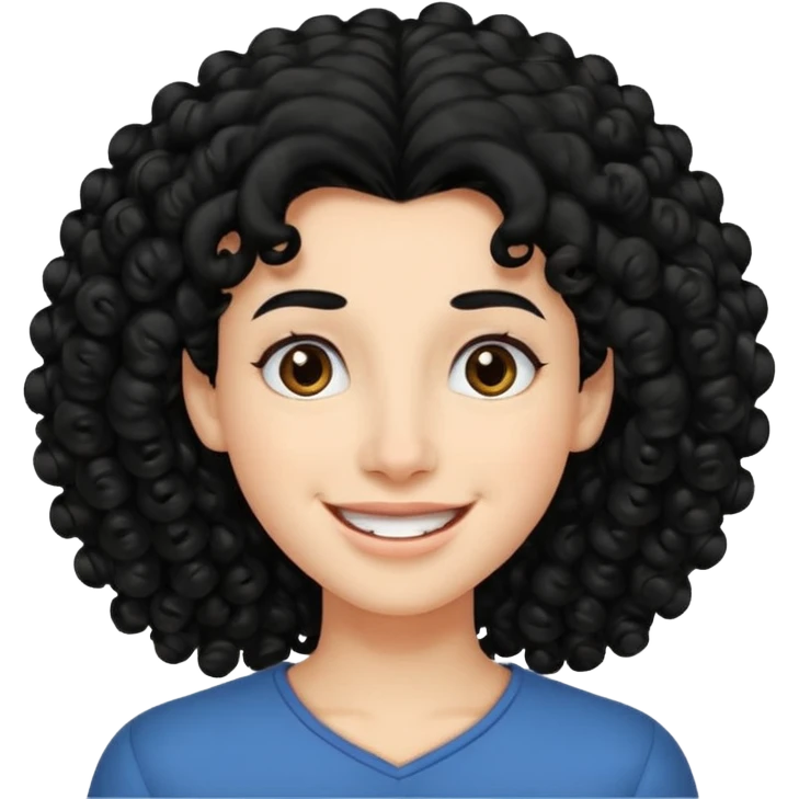 generate theatre mask emoji with a big curly black hair 

wide black smile, long and pointy white nose emoji