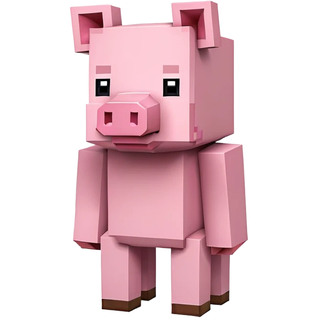 Minecraft pig, full body, pink blocky animal with square head emoji