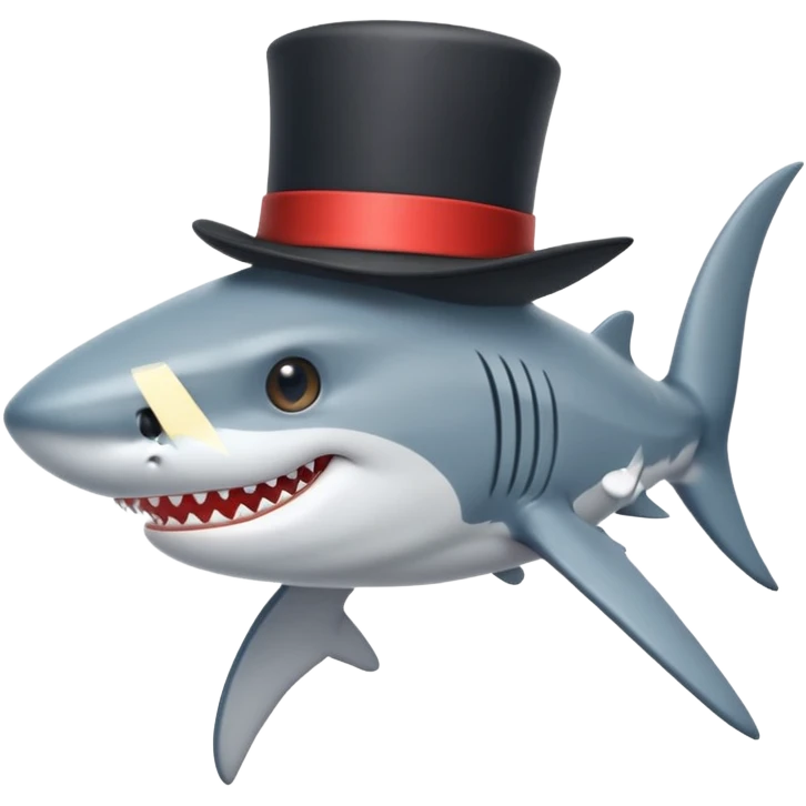 Shark with a top hat emoji