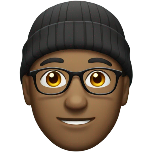 Bald man with glasses and a beanie emoji