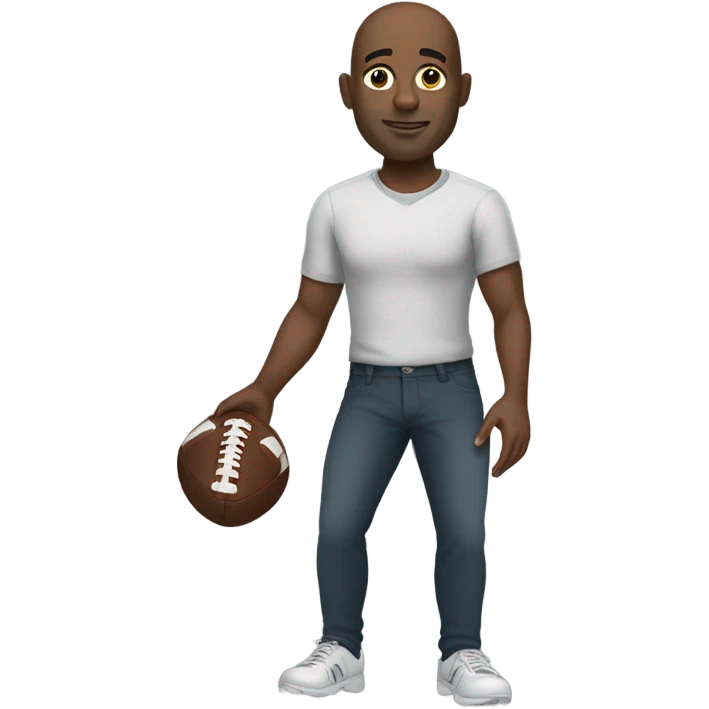 Bald black man with football  emoji