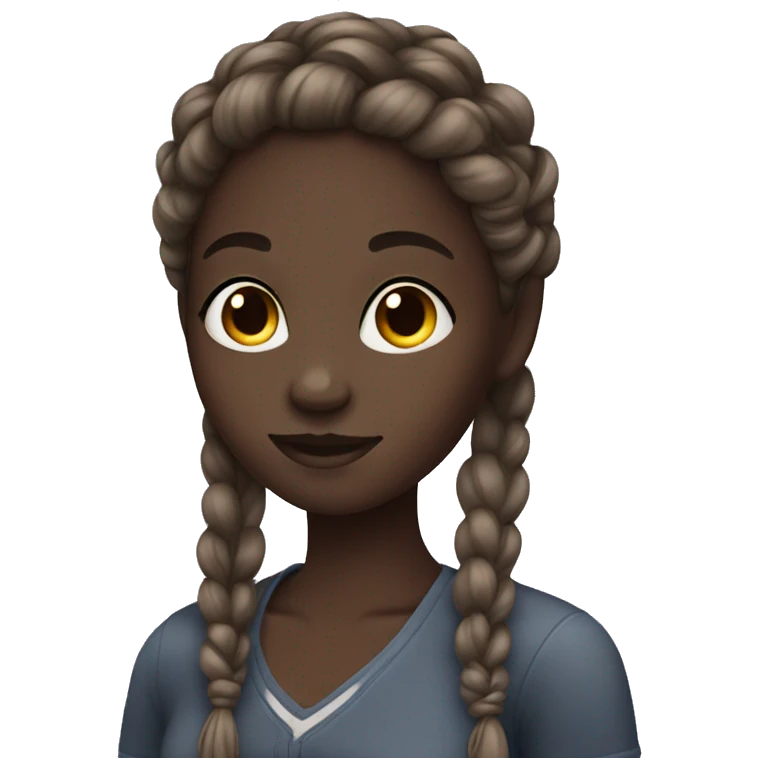 dark skin girl with braid emoji