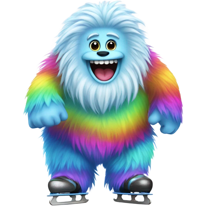 fat rainbow yeti ice skating  emoji
