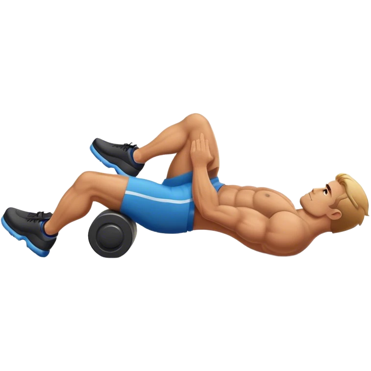 buff guy lying lats down on foam-roller emoji