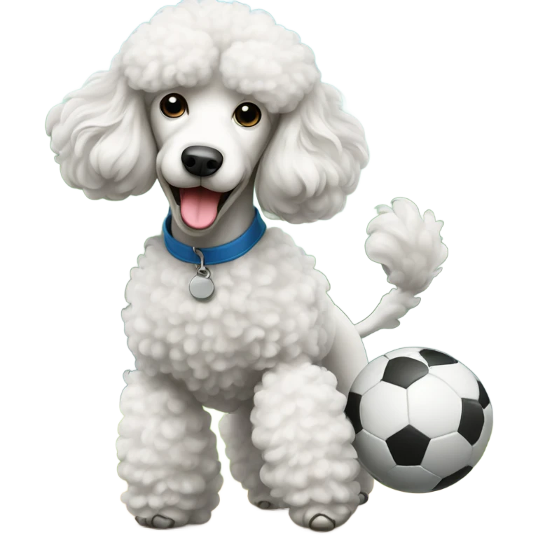 Poodle playing soccer emoji