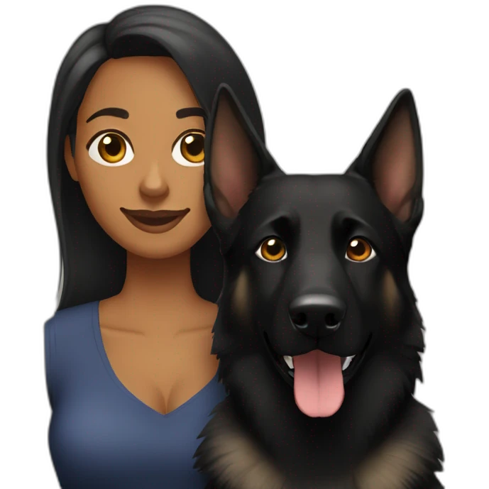 black-german-shepherd with 30 year old woman emoji