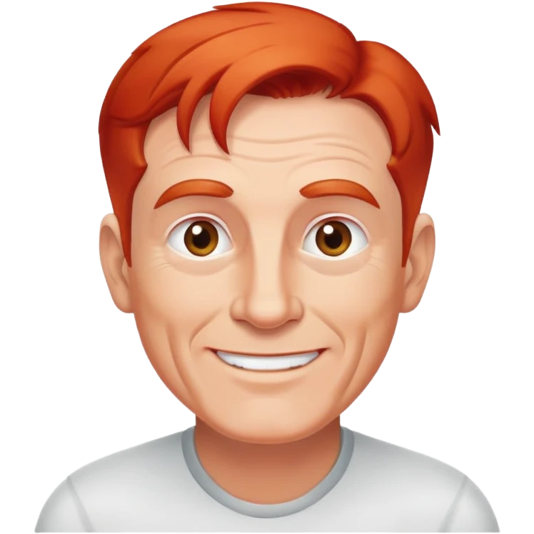 senior athletic white man, receding red hair, cheerful and friendly face emoji