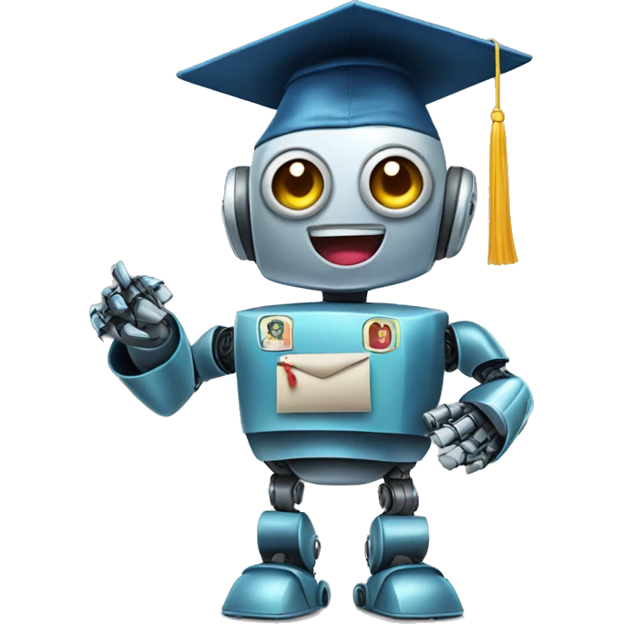 robot graduating high school emoji