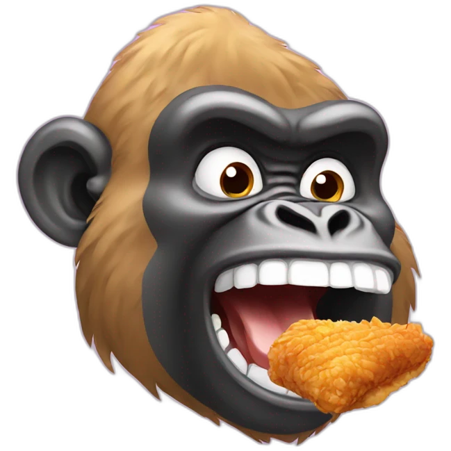 Gorilla with big lips eating fried chicken  emoji