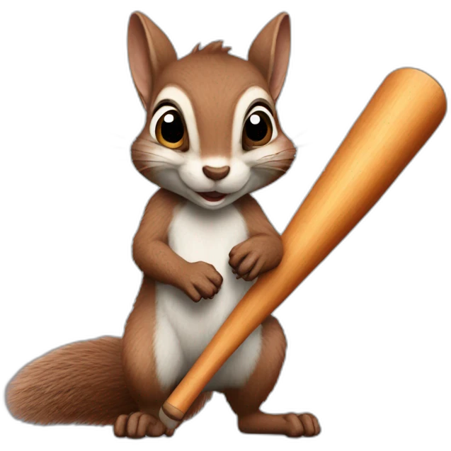 a squirrel holds a bat in its paws emoji