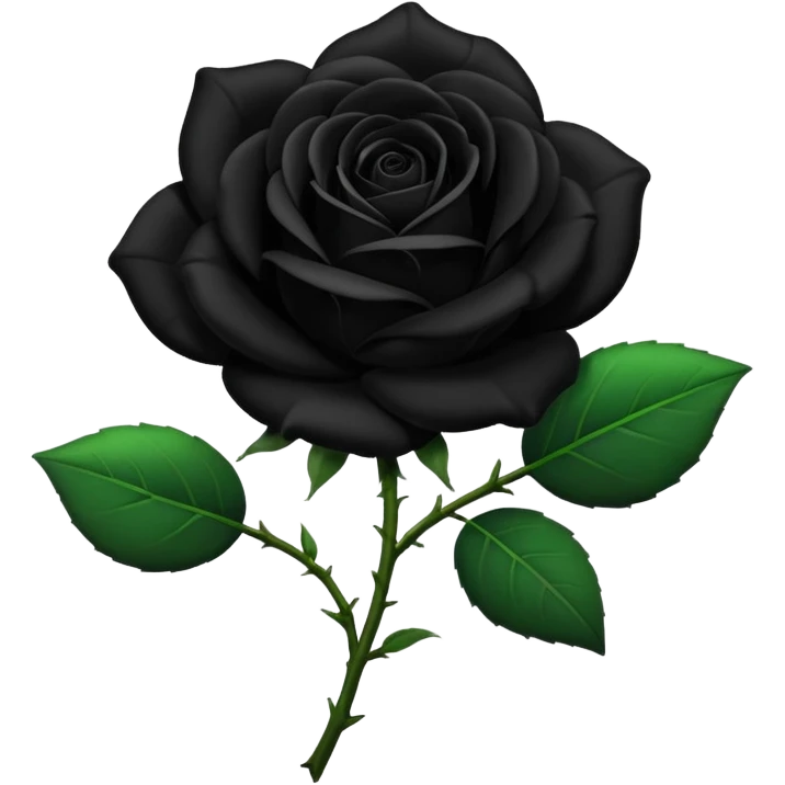 Rosa negra con hojas verdes  emoji