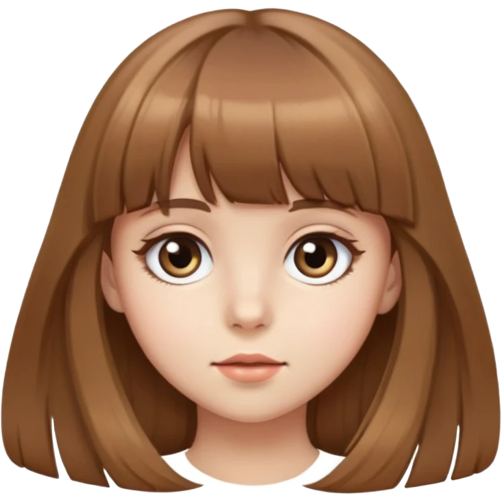 girl with light brown hair, bangs, long hair, and big eyes emoji
