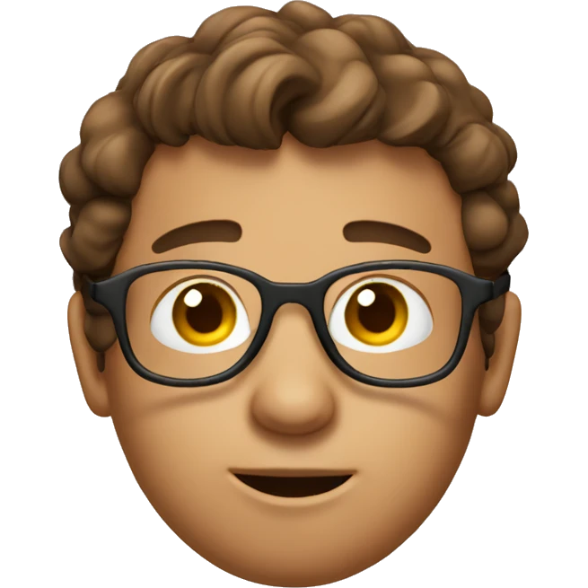 3d emoji, preety boy who thinkng with glasses aviator and brown hair emoji