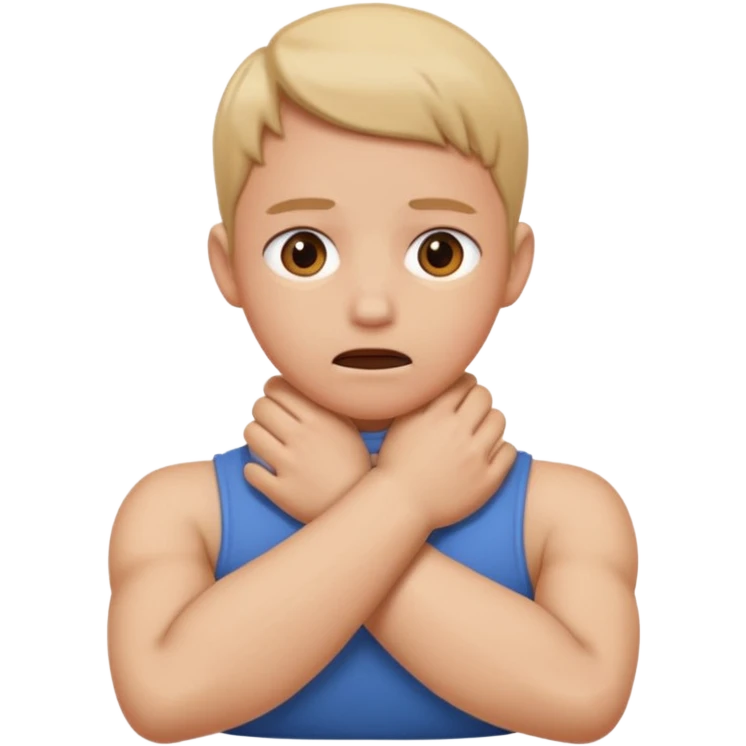 face with arms crossing over neck choking itself emoji