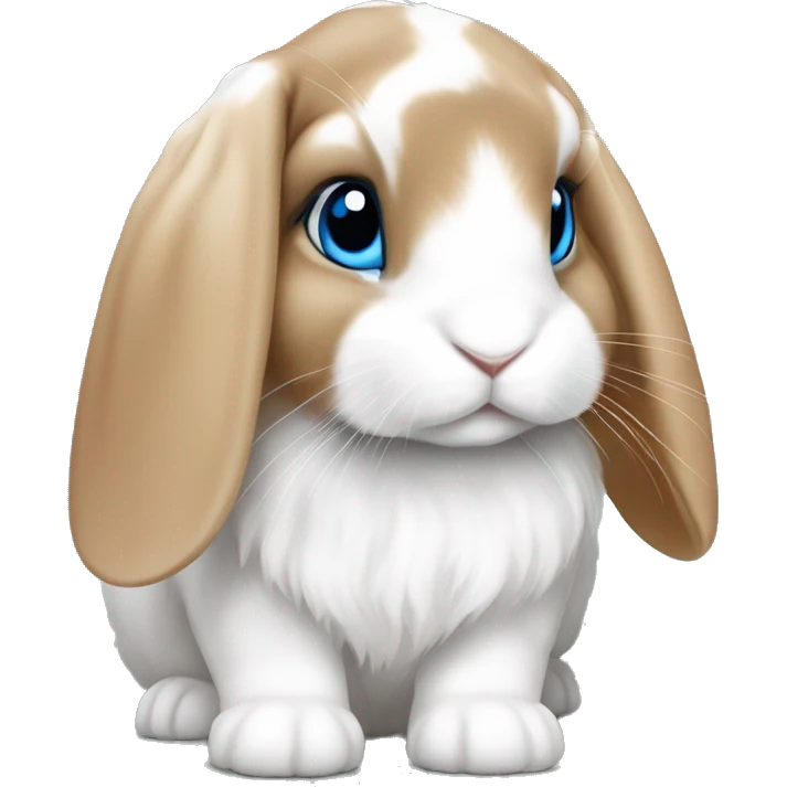 Mini lop bunny caramel and white blue eyes emoji