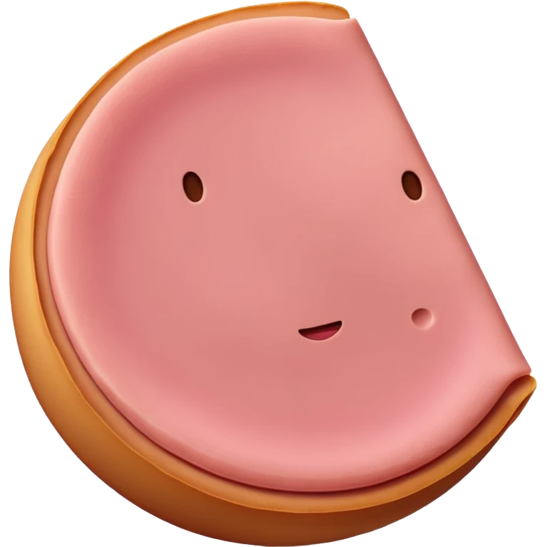 single slice of pink bologna, plain, no background, emoji style emoji