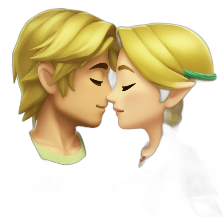 Zelda and link kiss love with beach clothes emoji