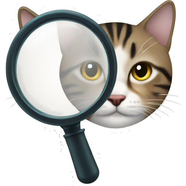 magnifying glass looking at a cat emoji