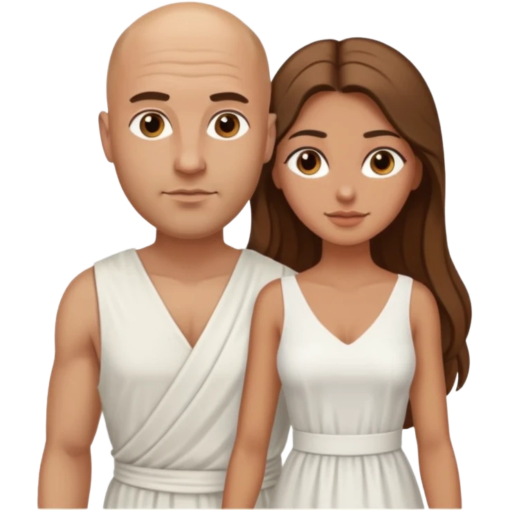 Bald man with Greek girl  emoji