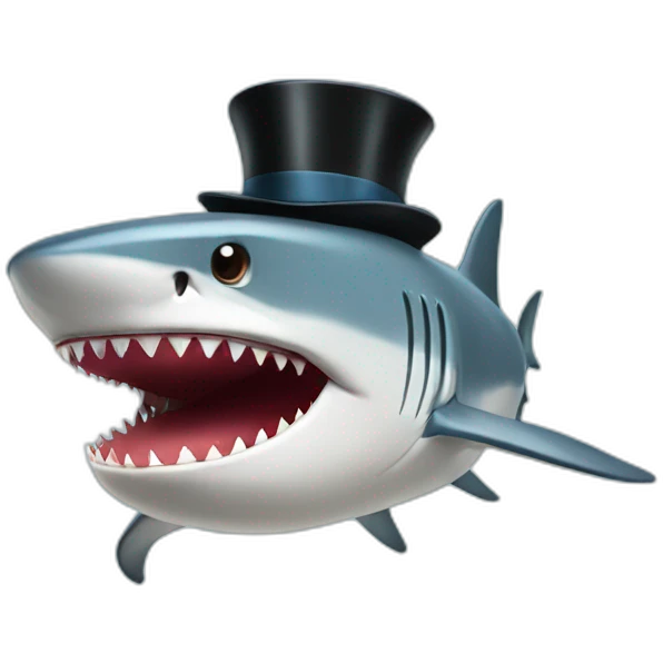 Shark with a top hat emoji