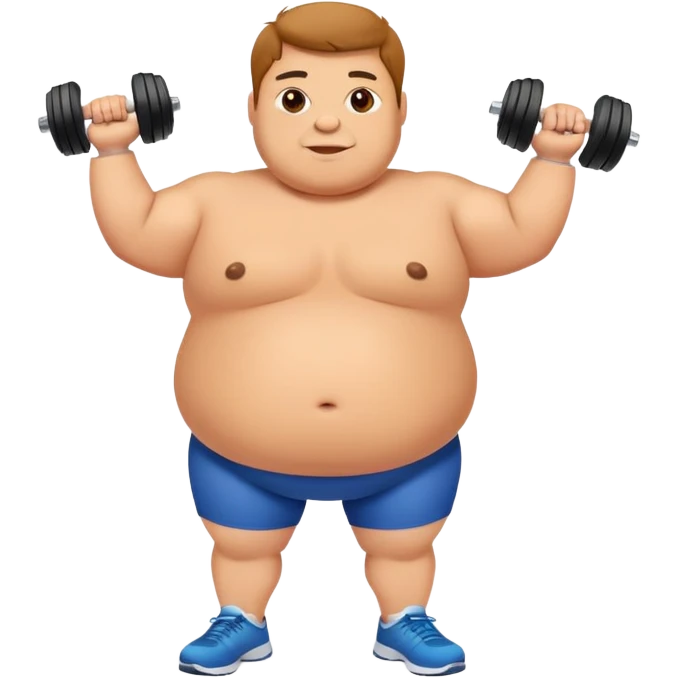 A fat person exercising with dumbbells emoji