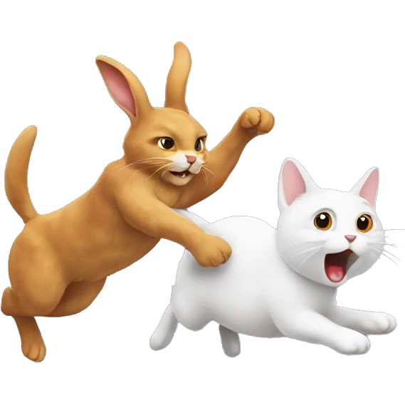 Rabbit chasing a cat  emoji