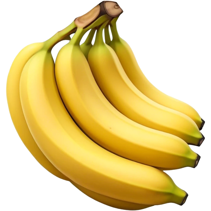 Cinematic bright yellow bananas, smooth peel with gentle curves, slightly ripened, stacked in a charming bunch, warm glowing background, soft and inviting. emoji
