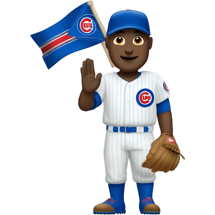 White Chicago cub player waving a W flag  emoji