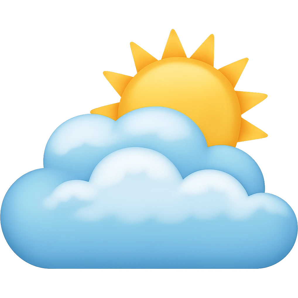 Remove the face from the sun but keep partly cloudy with sun. The style is emoji style with no background. emoji