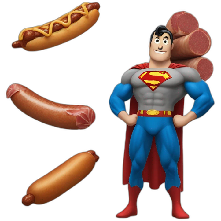 Superman taking a sausage emoji