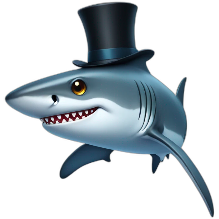 Shark with a top hat emoji
