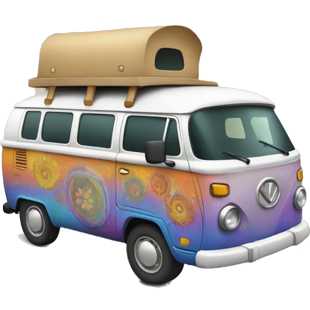 traveling 3d hippie van emoji