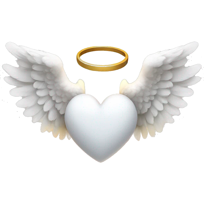 White angel heart with wings and halo emoji