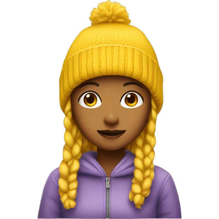 Girl wearing yellow beanie emoji