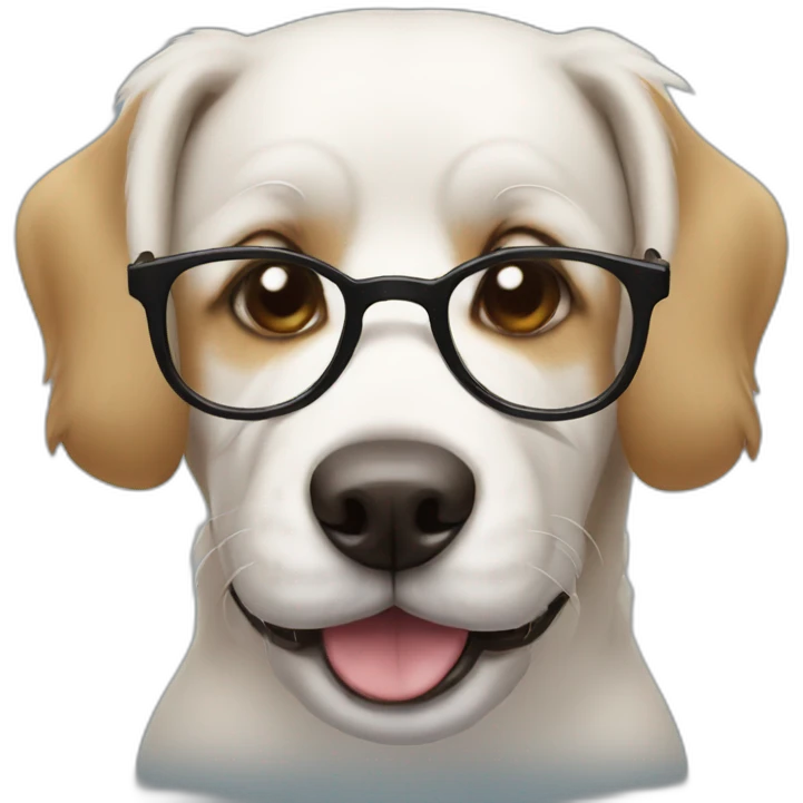 Dog smiling with glasses emoji