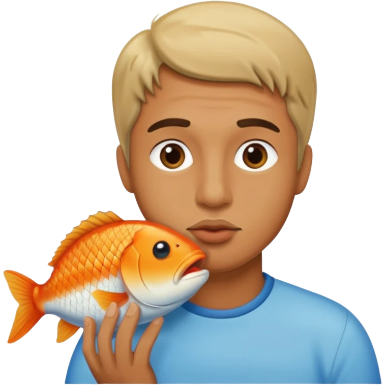 Man kissing fish emoji