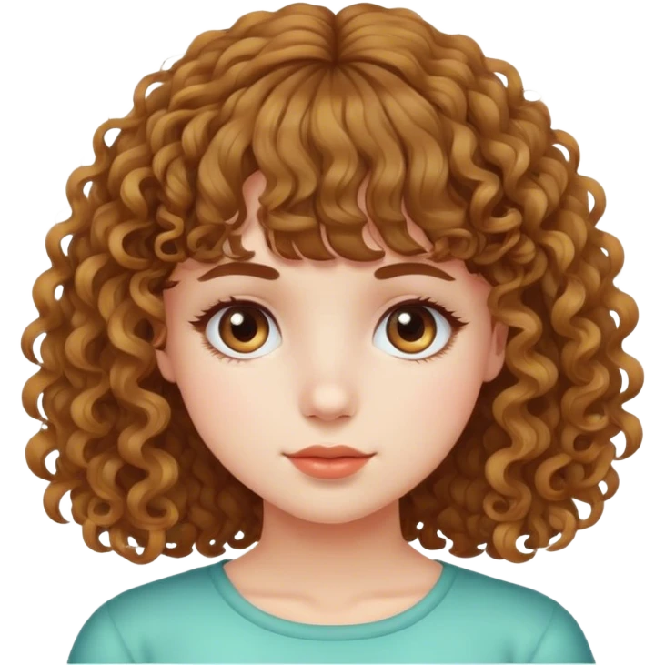 Girl with bangs curly hair  emoji