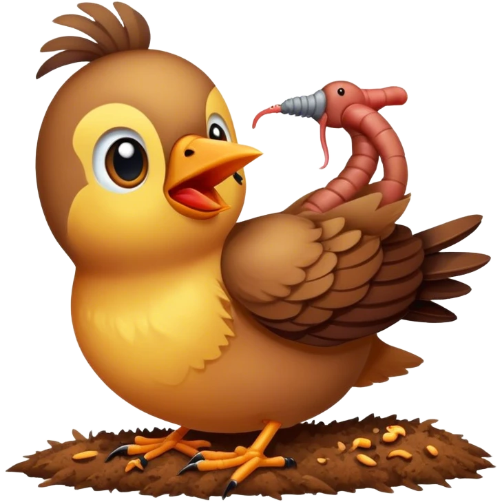 Bird eating worm emoji