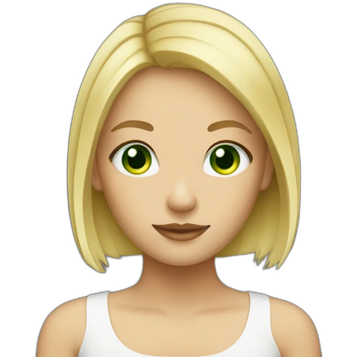blond Crop Cut hair girl with green eyes emoji