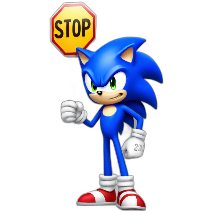 sonic holding stop signboard emoji