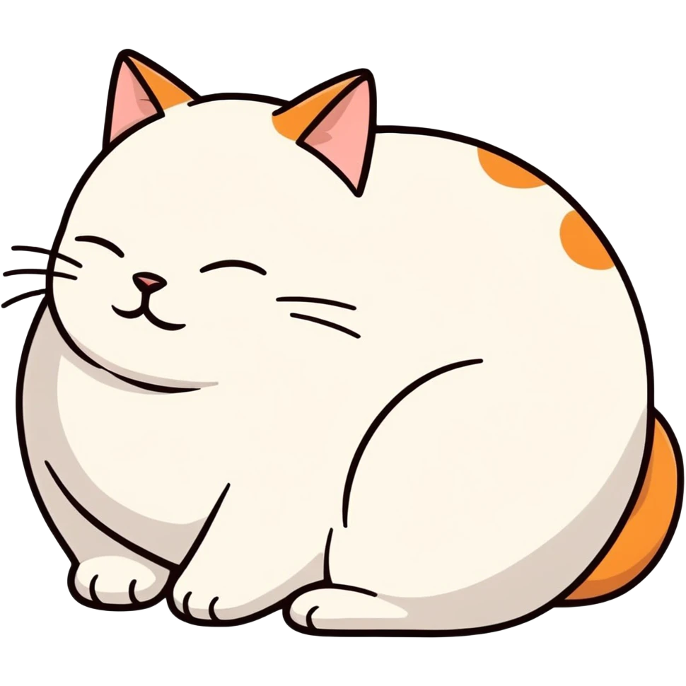 Fat cat sleeping cuddled up  emoji
