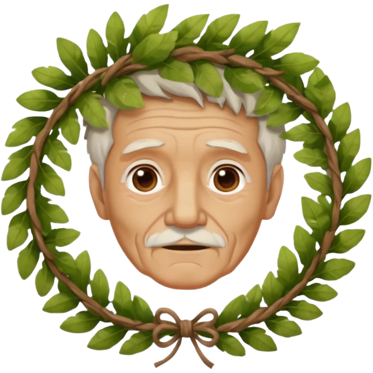 an old man wearing a large leaf wreath emoji