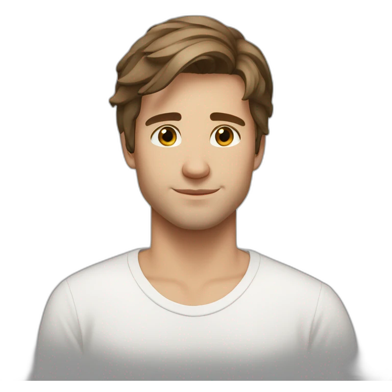 22 years old, Russian guy, shoulder-length brown hair, white T-shirt emoji