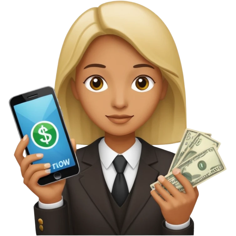 Earn money show by human with mobile.show cash flow symbol emoji